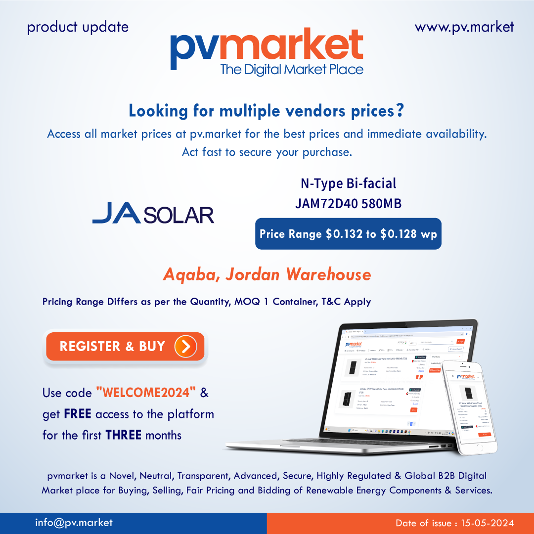 JA Solar N-Type Bi-facial JAM72D40 580MB