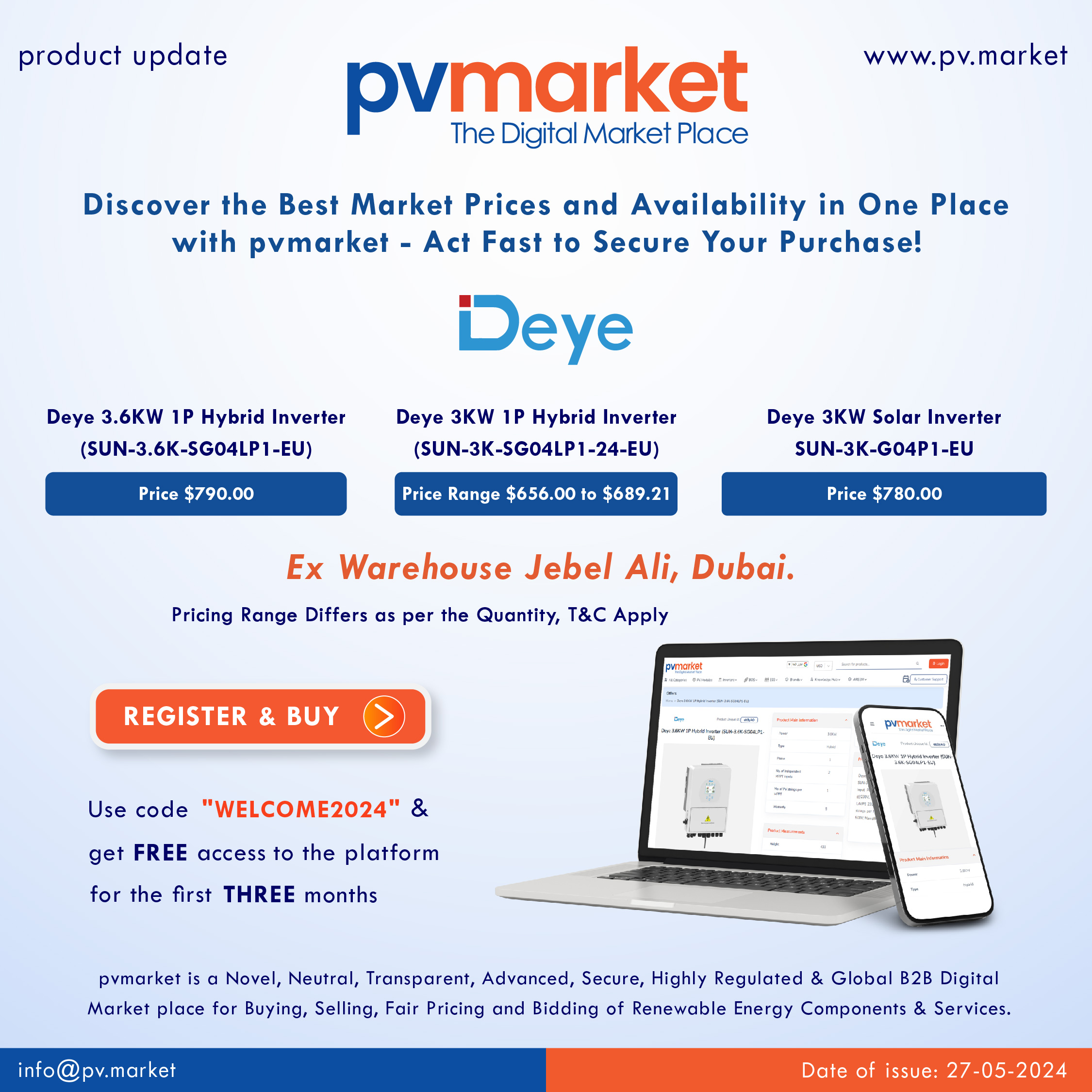 Deye Inverters Available at Competitive Market Prices Exclusively at pv.market.